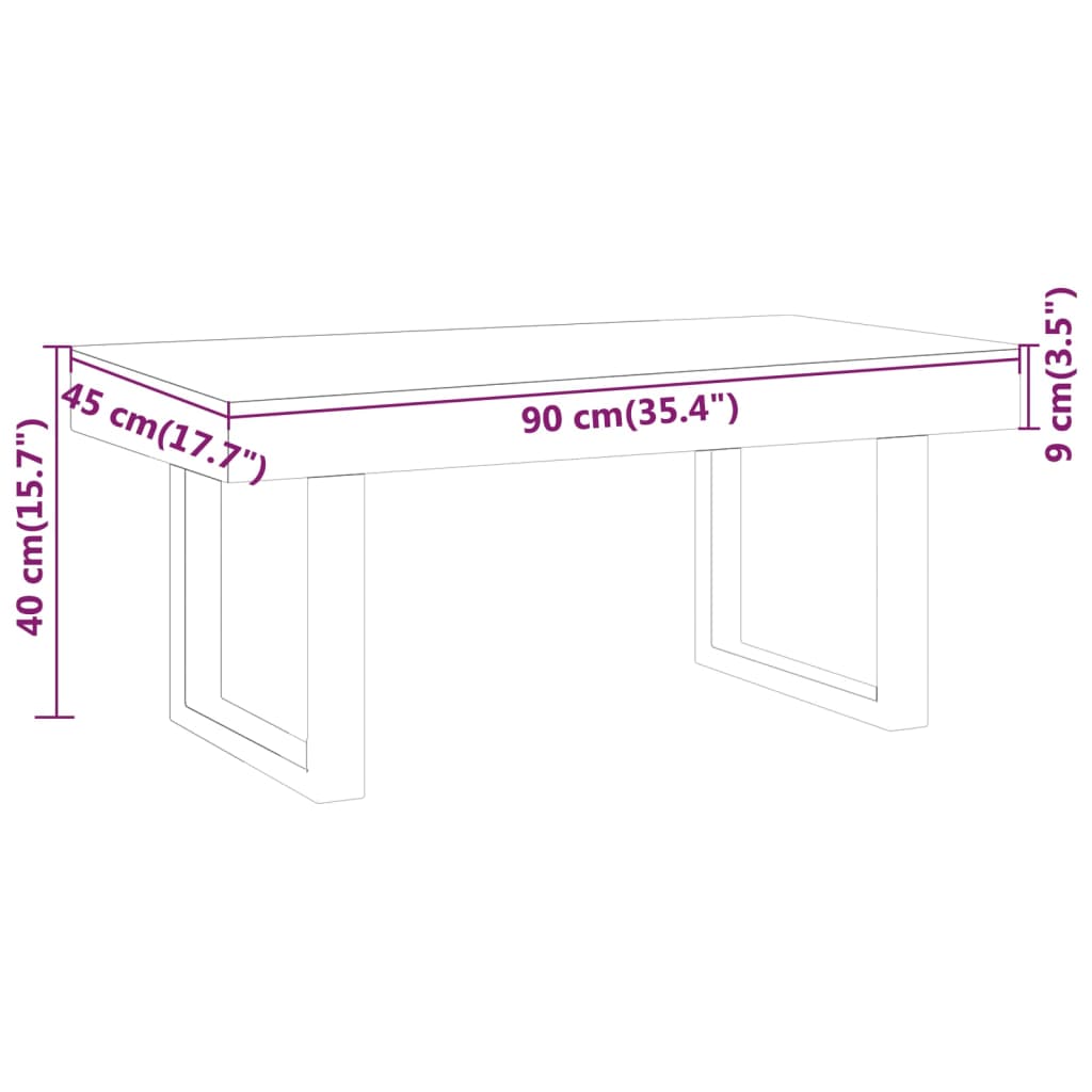 Salontafel 90x45x40 cm MDF en ijzer grijs en zwart