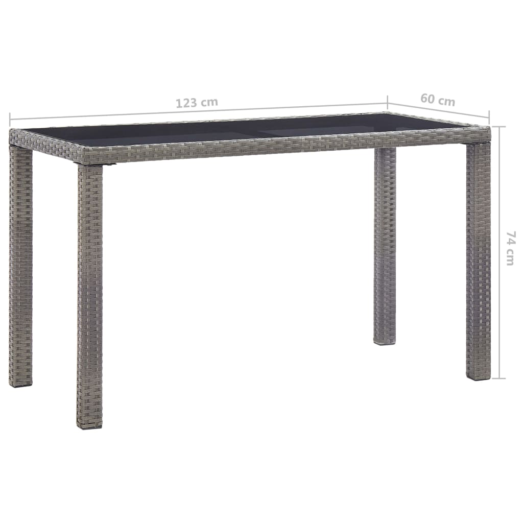 Tuintafel 123x60x74 cm poly rattan antraciet