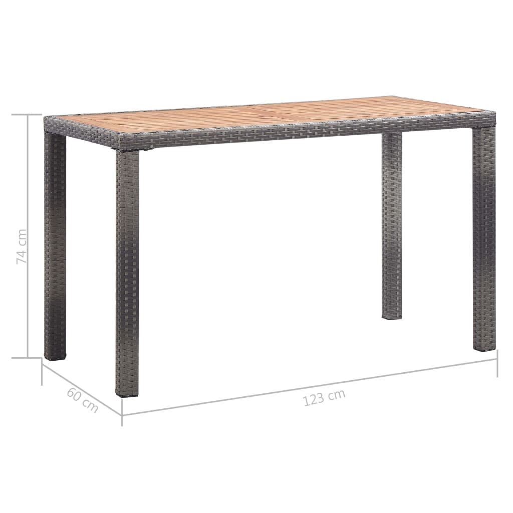 Tuintafel 123x60x74 cm massief acaciahout antraciet en bruin