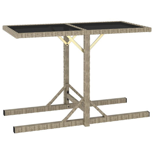 Tuintafel 110x53x72 cm glas en poly rattan beige