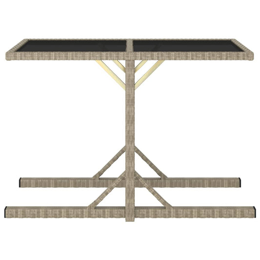 Tuintafel 110x53x72 cm glas en poly rattan beige