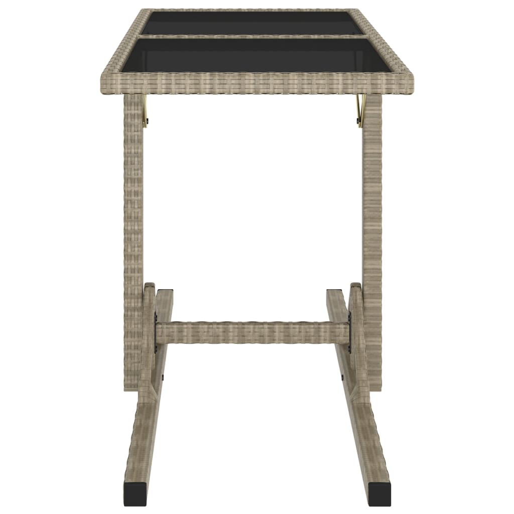 Tuintafel 110x53x72 cm glas en poly rattan beige