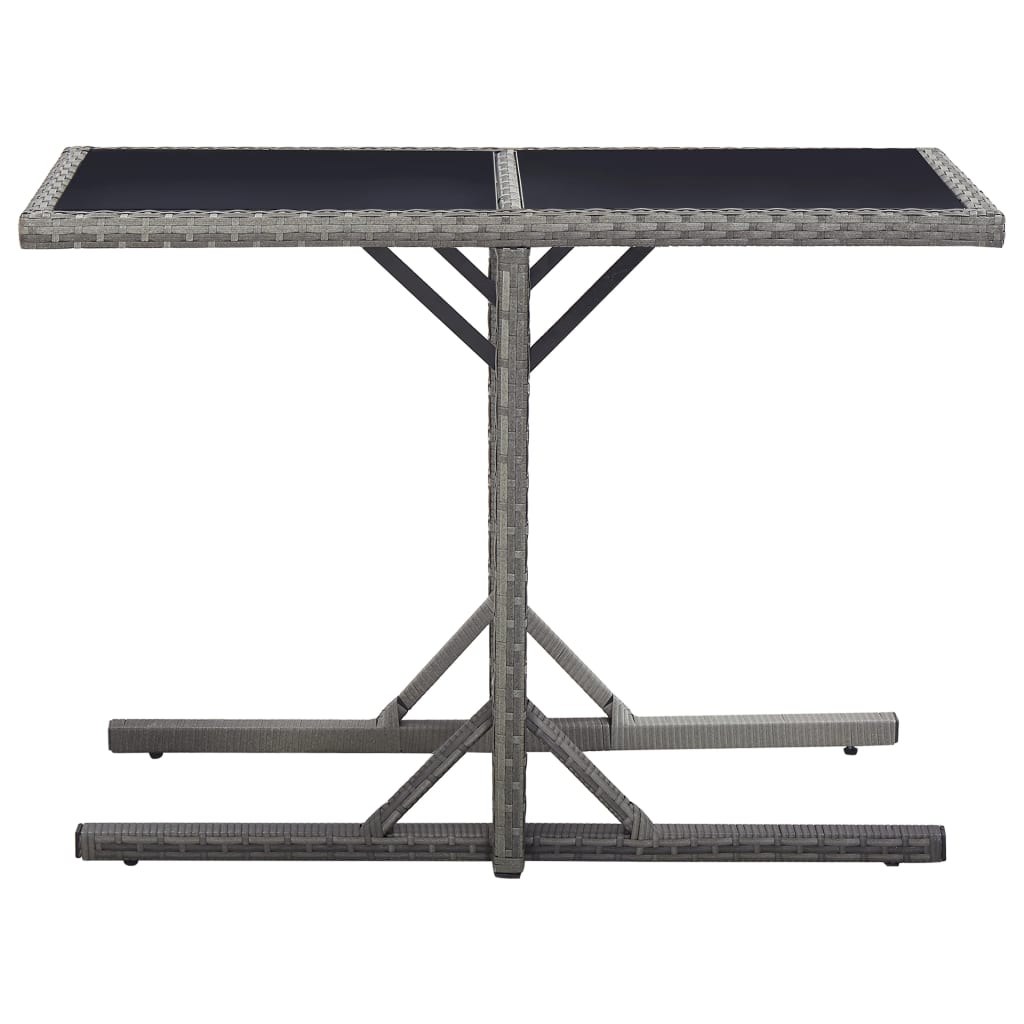 Tuintafel 110x53x72 cm glas en poly rattan antraciet