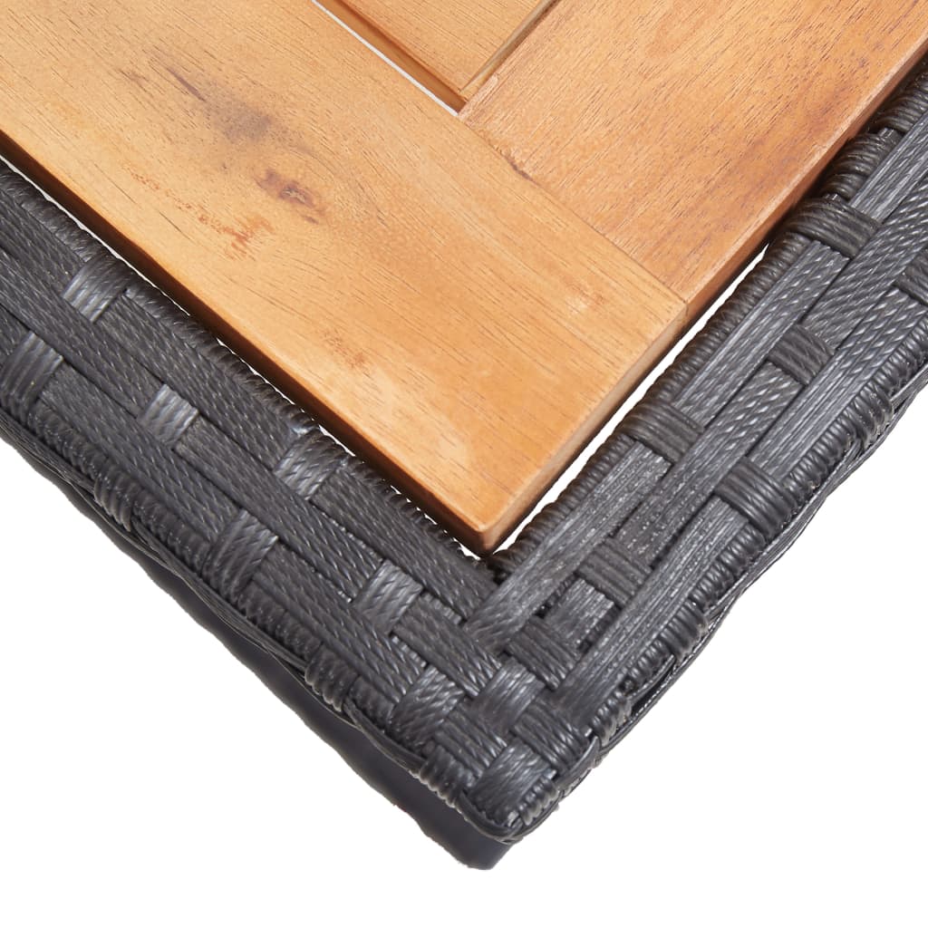 Tuintafel massief acaciahout en poly rattan zwart