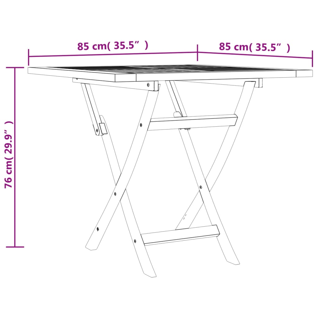 Tuintafel inklapbaar 85x85x76 cm massief teakhout