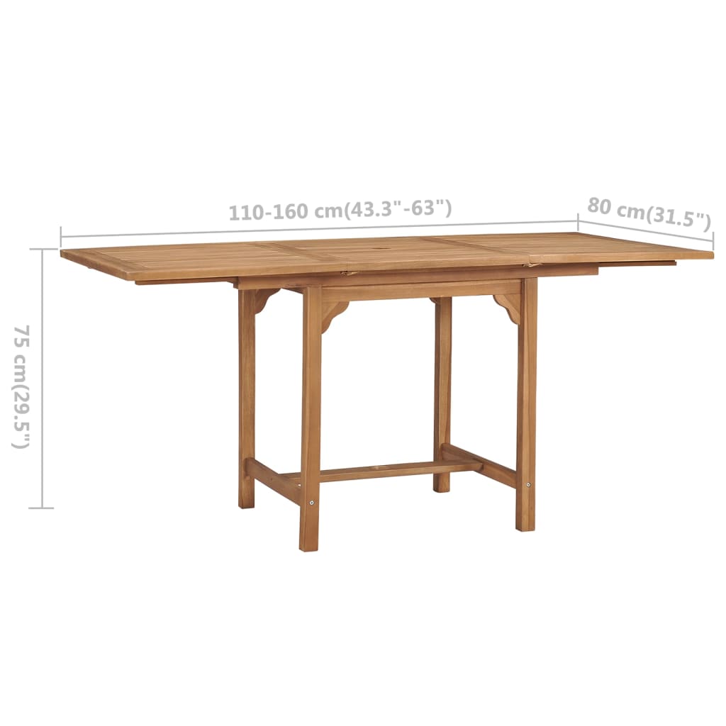 Tuintafel verlengbaar (110-160)x80x75 cm massief teakhout