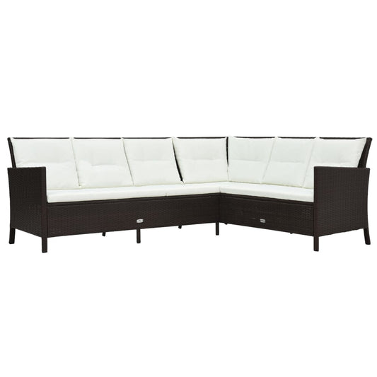 3-delige Loungeset met kussens poly rattan bruin