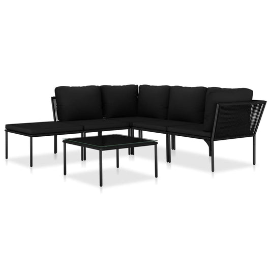 6-delige Loungeset met kussens PVC zwart