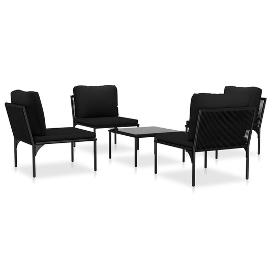 5-delige Loungeset met kussens PVC zwart