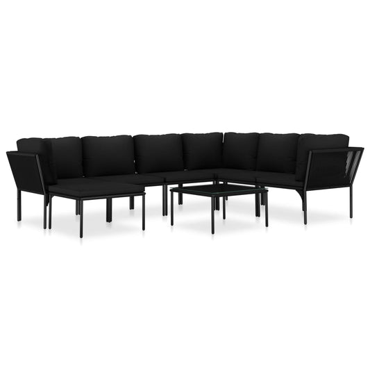 8-delige Loungeset met kussens PVC zwart