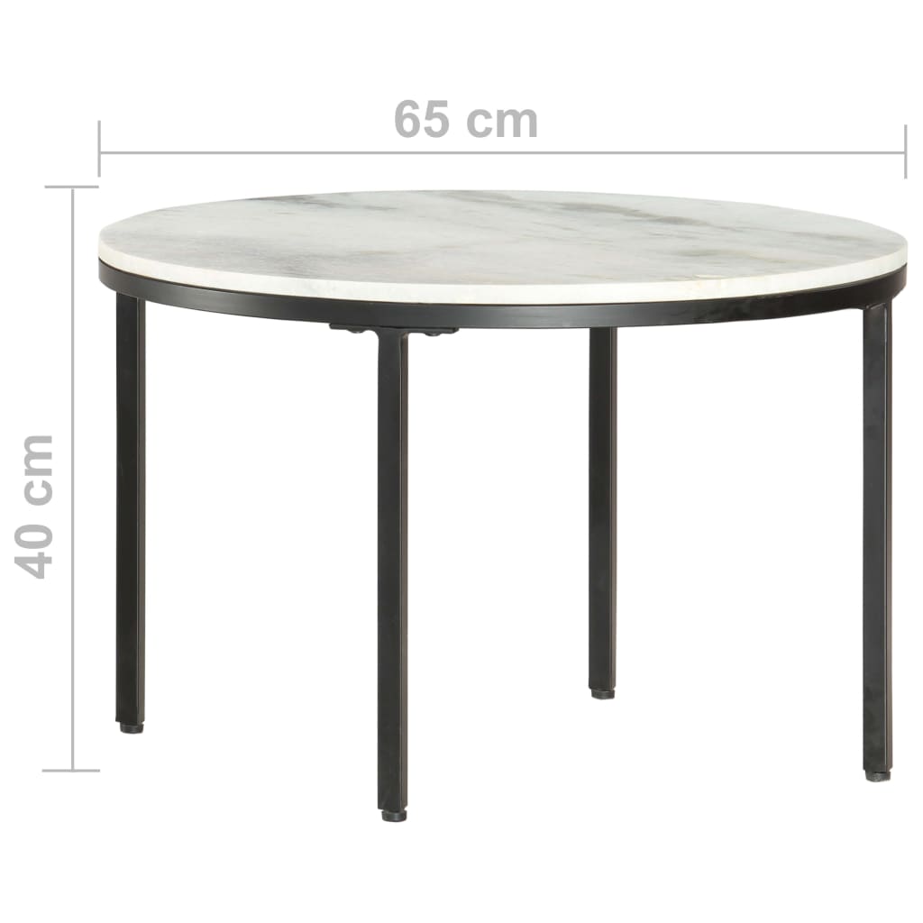 Salontafel Ø65 cm echt massief marmer wit en zwart