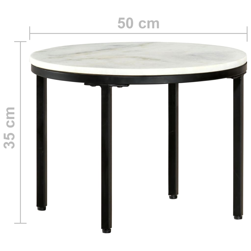 Salontafel Ø50 cm echt massief marmer wit en zwart