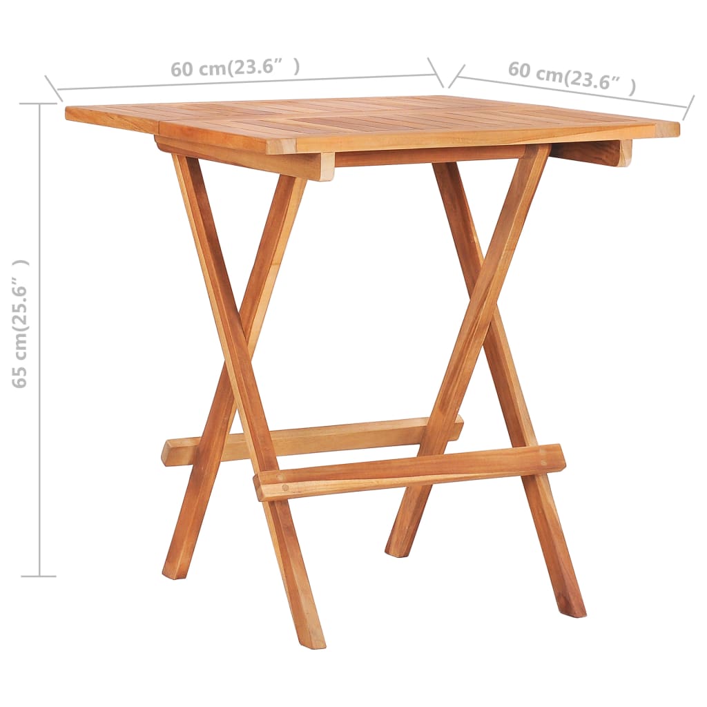 Bistrotafel inklapbaar 60x60x65 cm massief teakhout