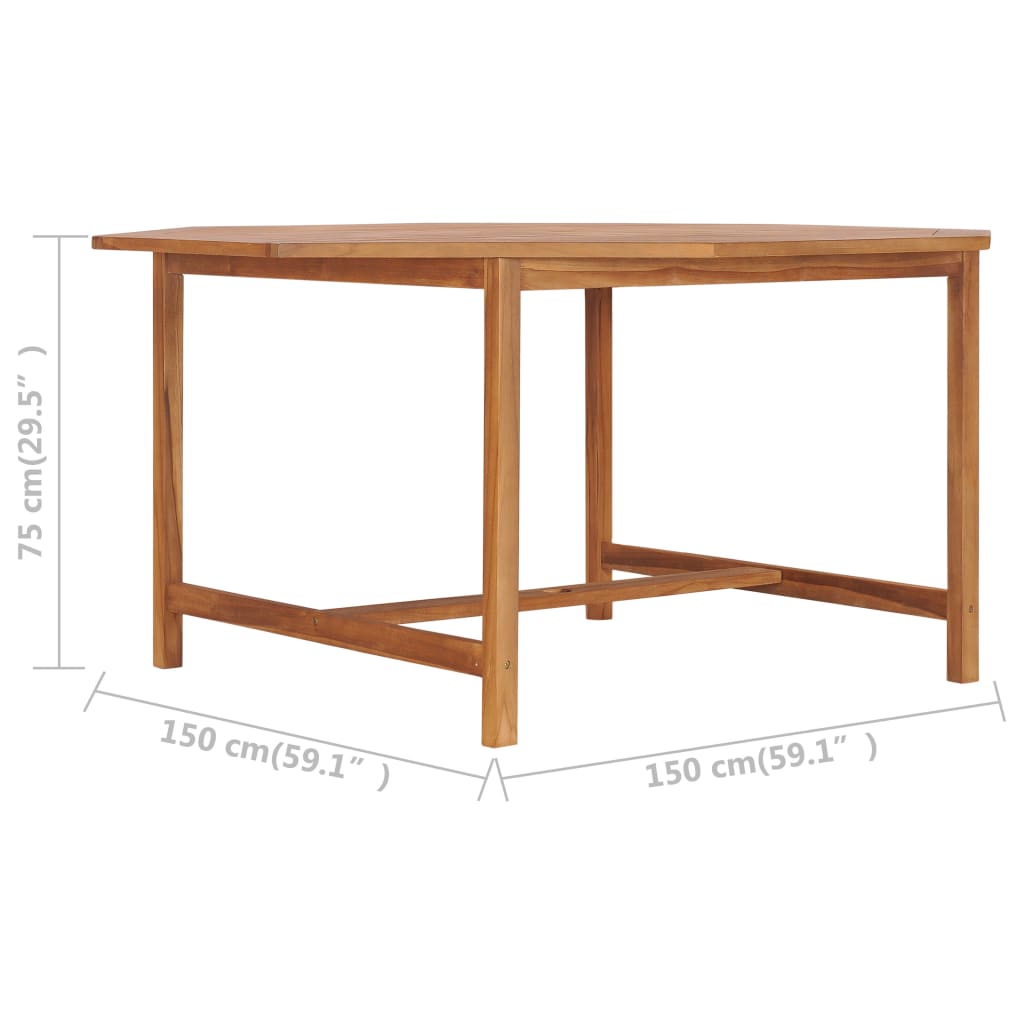 Tuintafel 150x150x75 cm massief teakhout