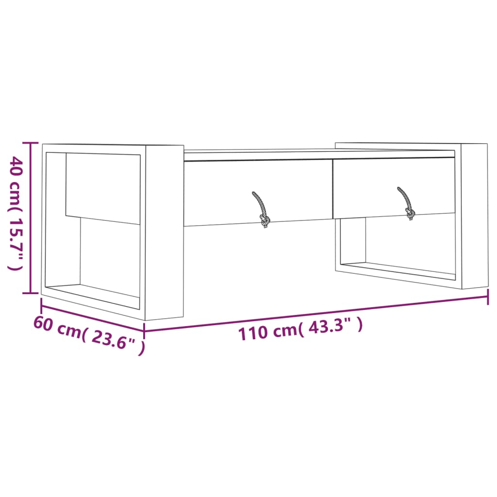 Salontafel 110x60x40 cm massief teakhout