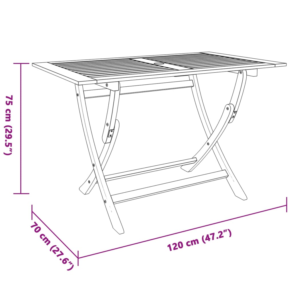 Tuintafel inklapbaar 120x70x75 cm massief eucalyptushout