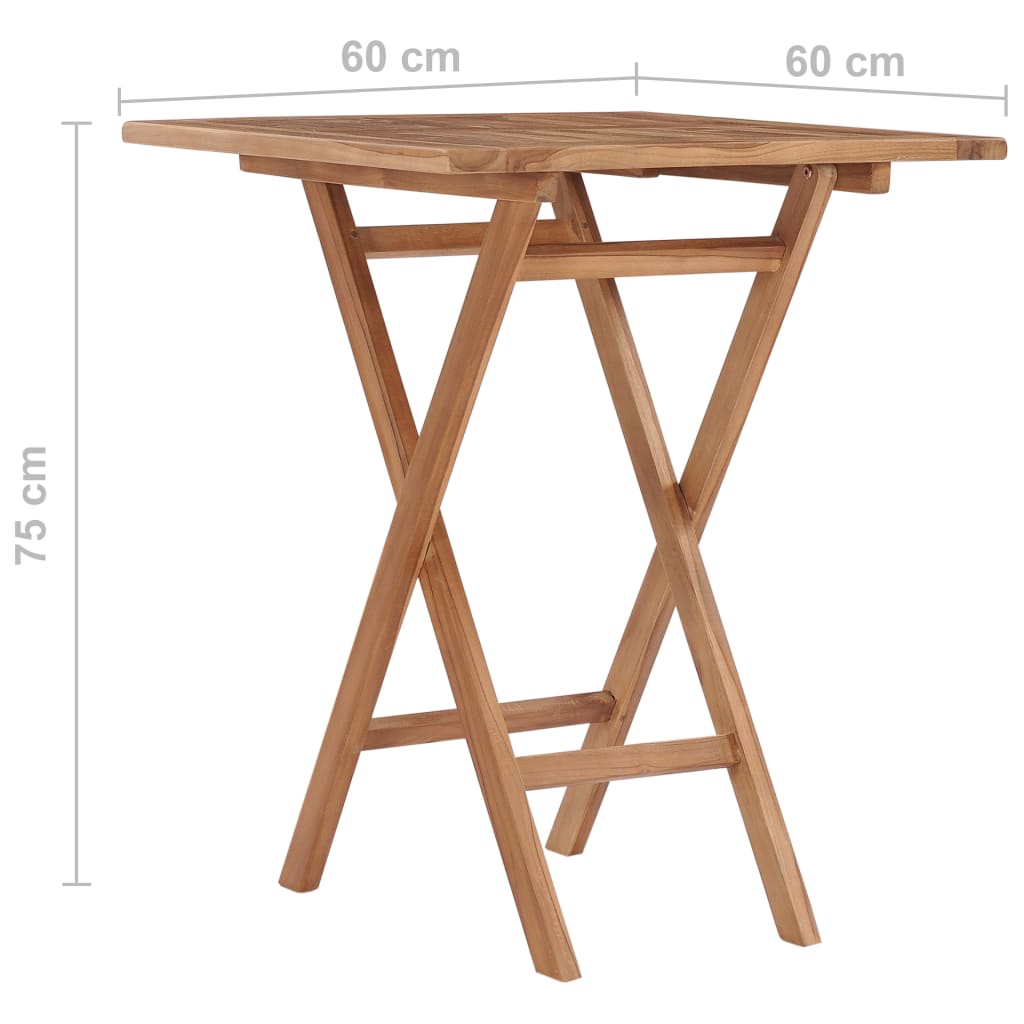 Tuintafel inklapbaar 60x60x75 cm massief teakhout