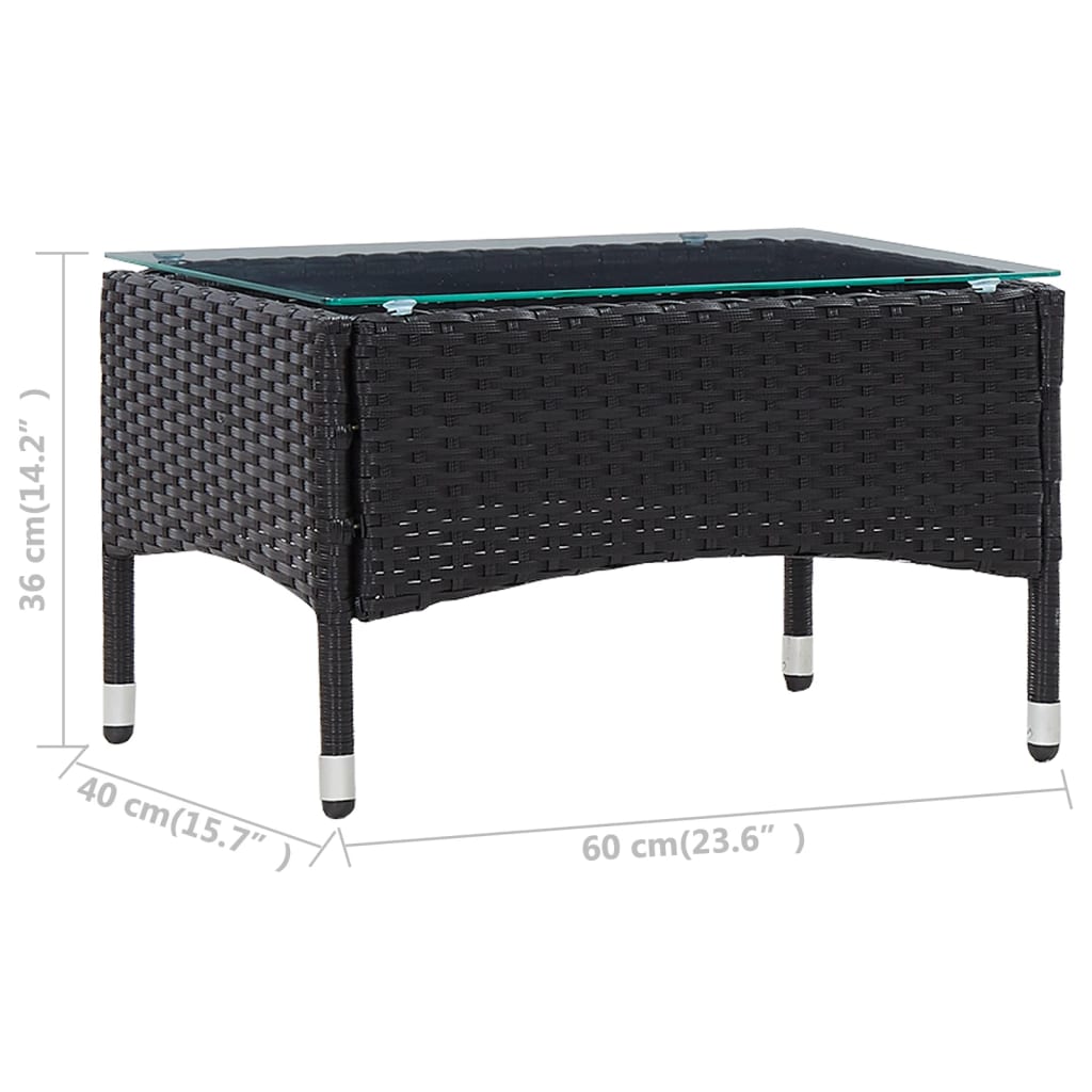 Salontafel 60x40x36 cm poly rattan zwart