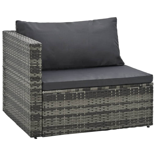 5-delige Loungeset met kussens poly rattan grijs