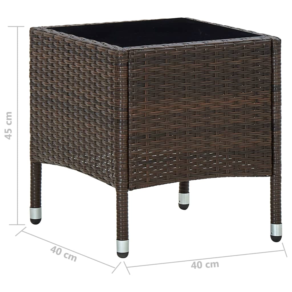 Tuintafel 40x40x45 cm poly rattan bruin