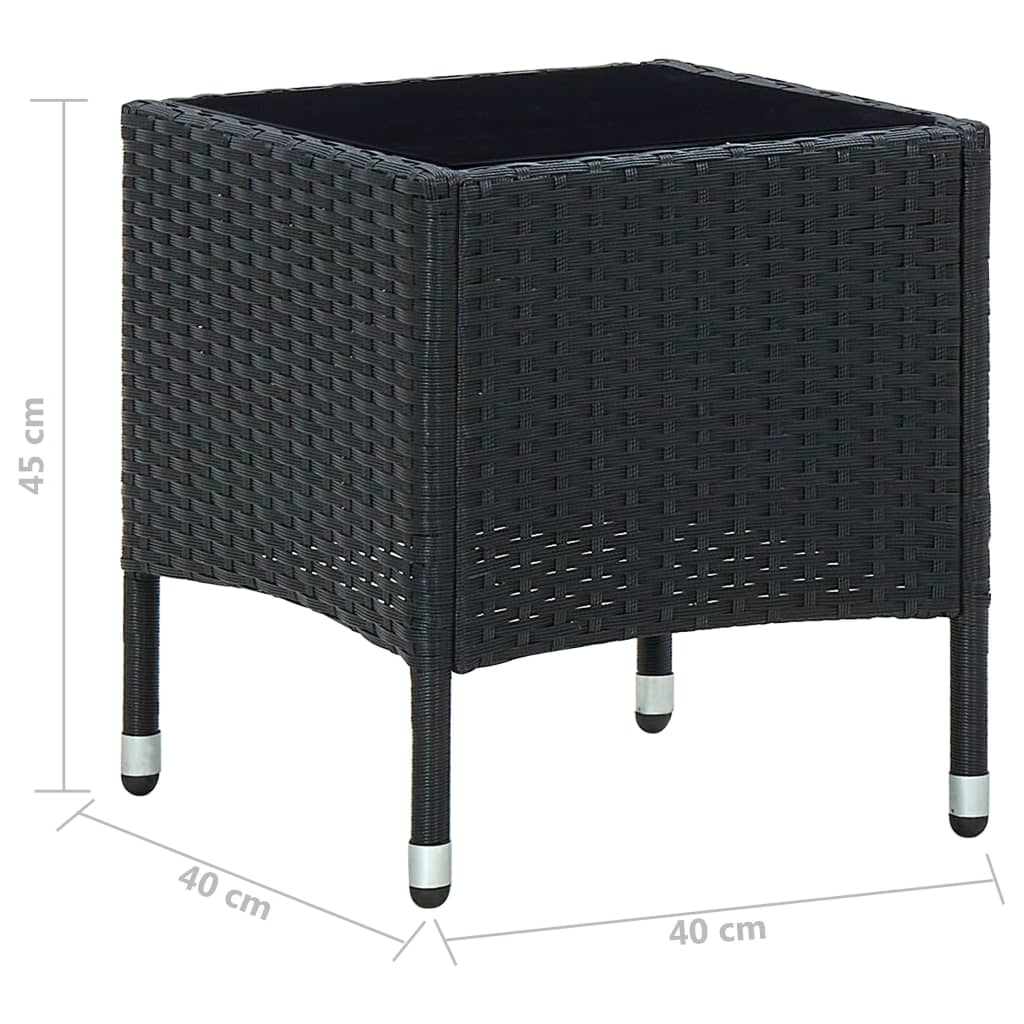 Tuintafel 40x40x45 cm poly rattan zwart