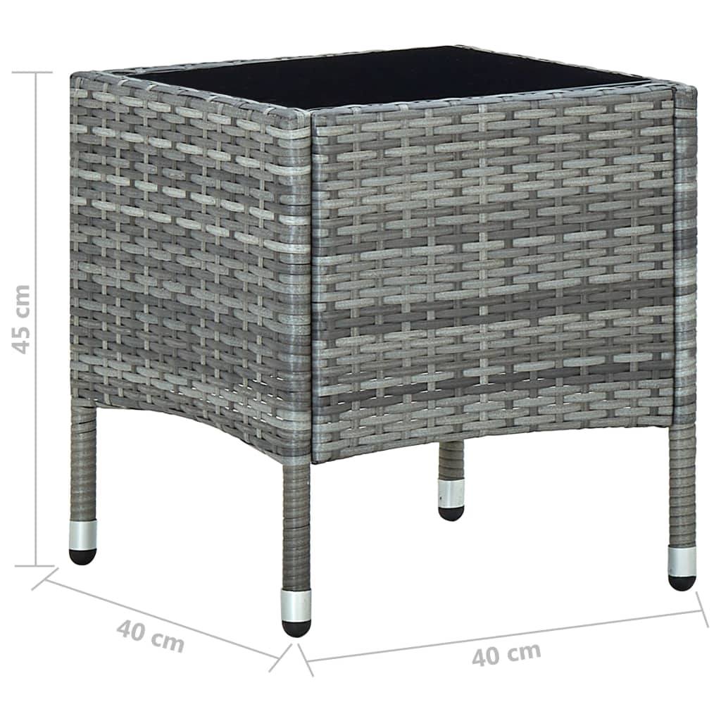 Tuintafel 40x40x45 cm poly rattan grijs