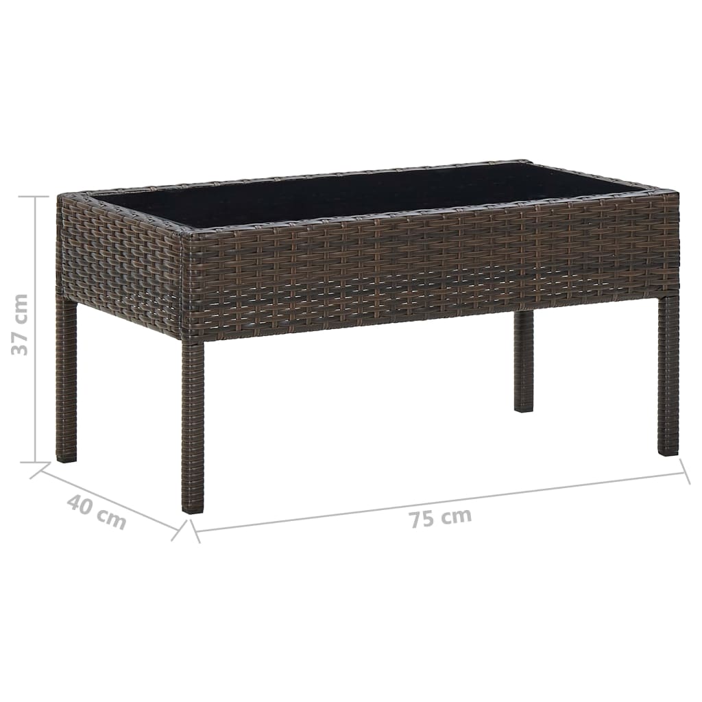 Tuintafel 75x40x37 cm poly rattan bruin