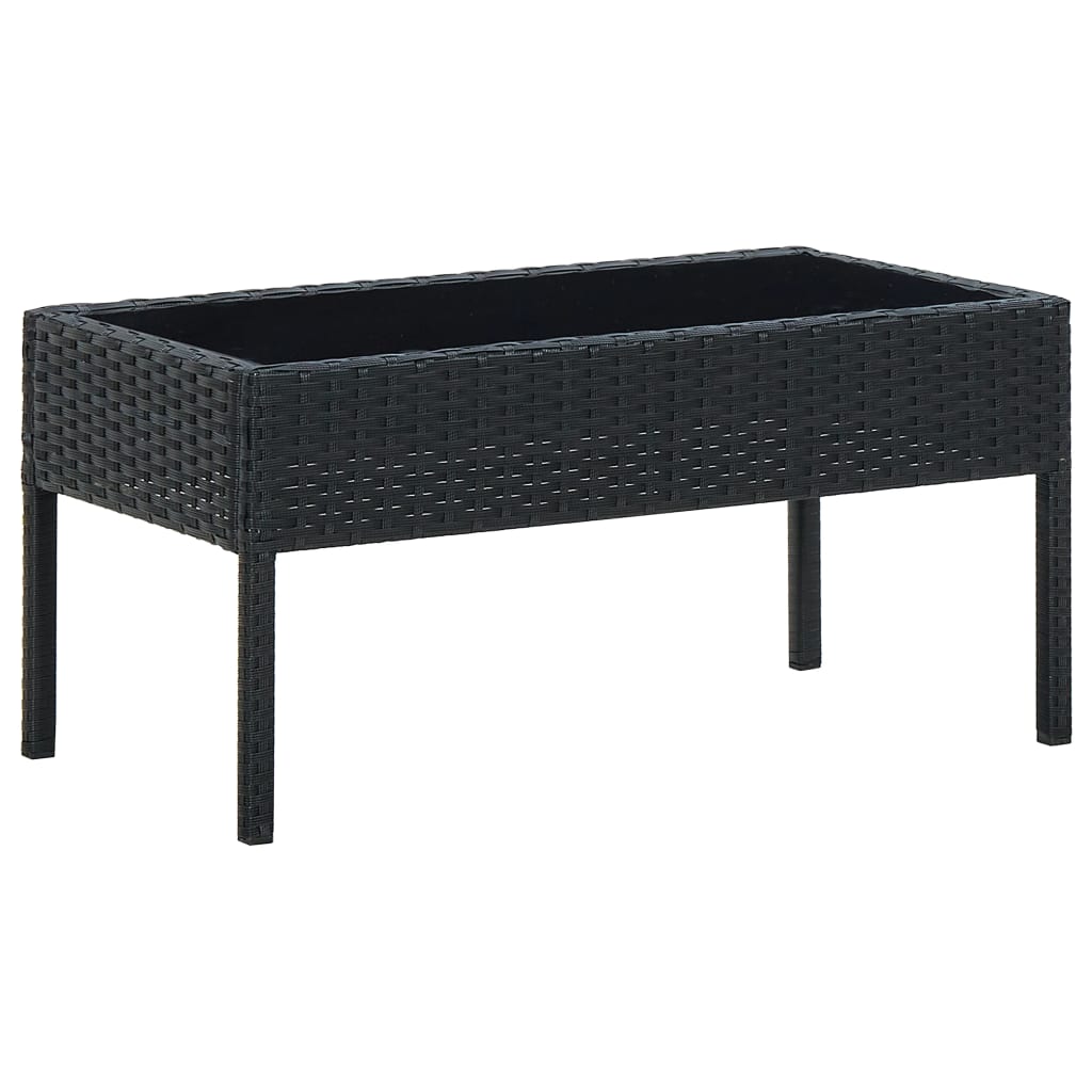 Tuintafel 75x40x37 cm poly rattan zwart