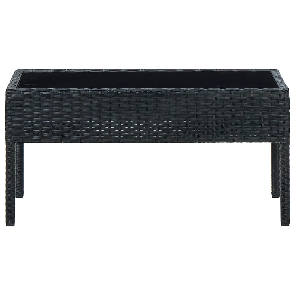 Tuintafel 75x40x37 cm poly rattan zwart