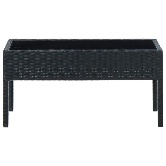 Tuintafel 75x40x37 cm poly rattan zwart