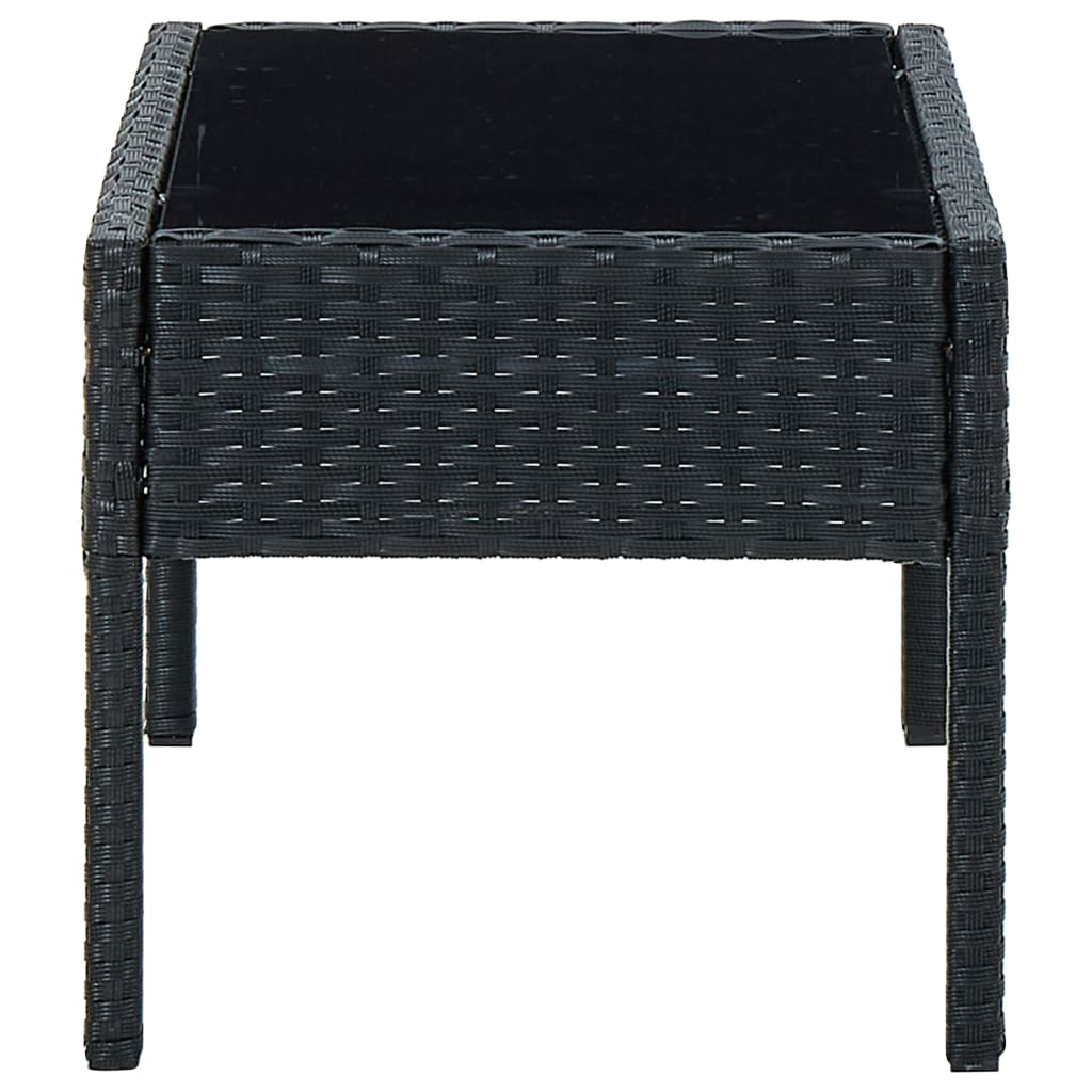 Tuintafel 75x40x37 cm poly rattan zwart