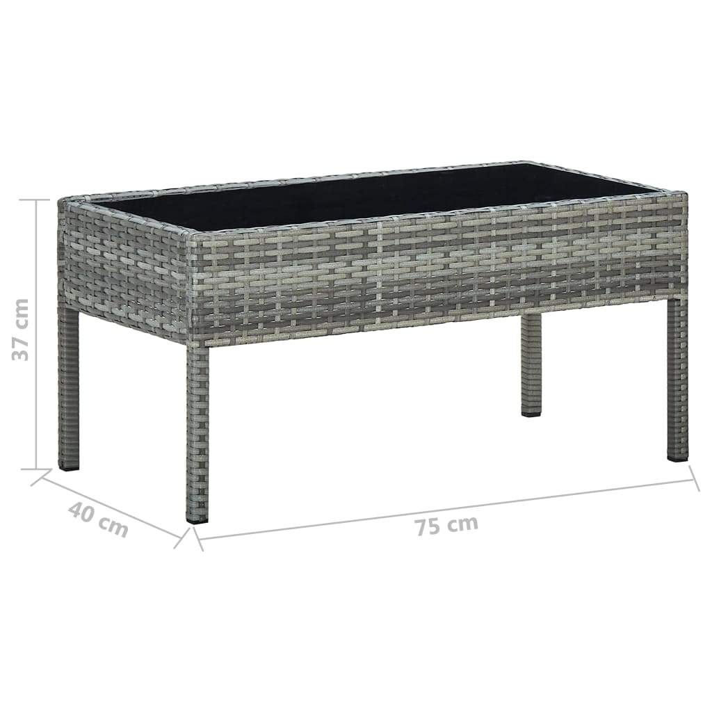 Tuintafel 75x40x37 cm poly rattan grijs