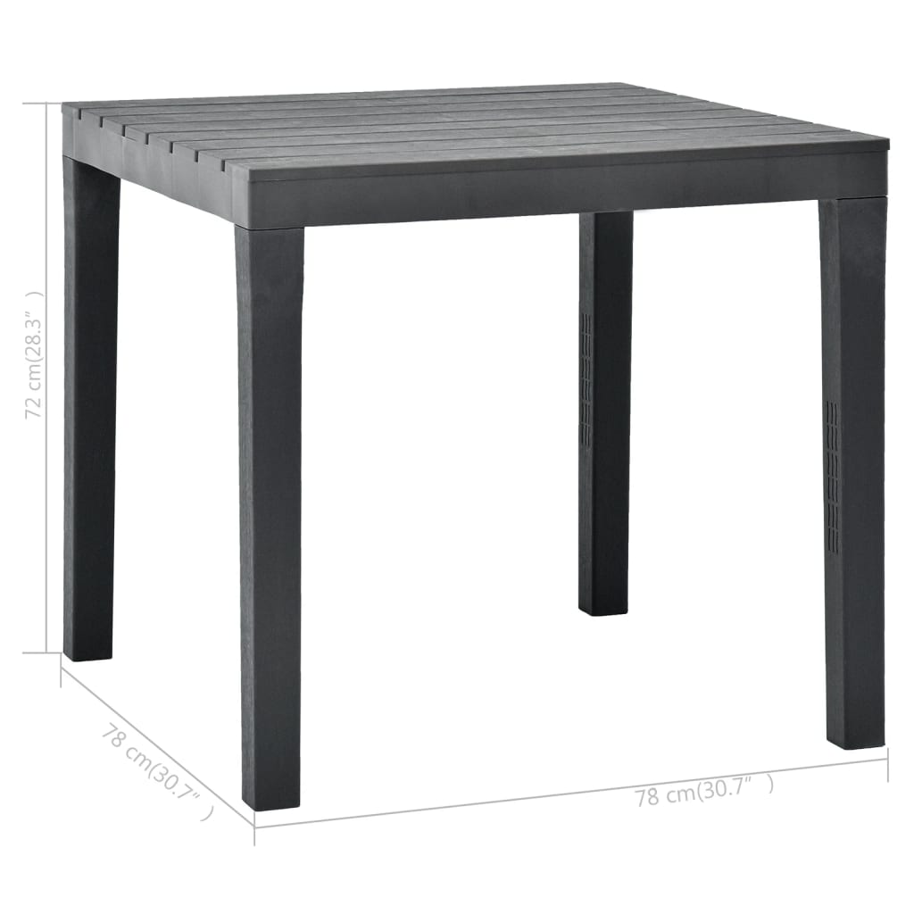 Tuintafel 78x78x72 cm kunststof antraciet