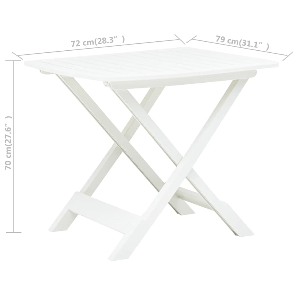 Tuintafel inklapbaar 79x72x70 cm kunststof wit