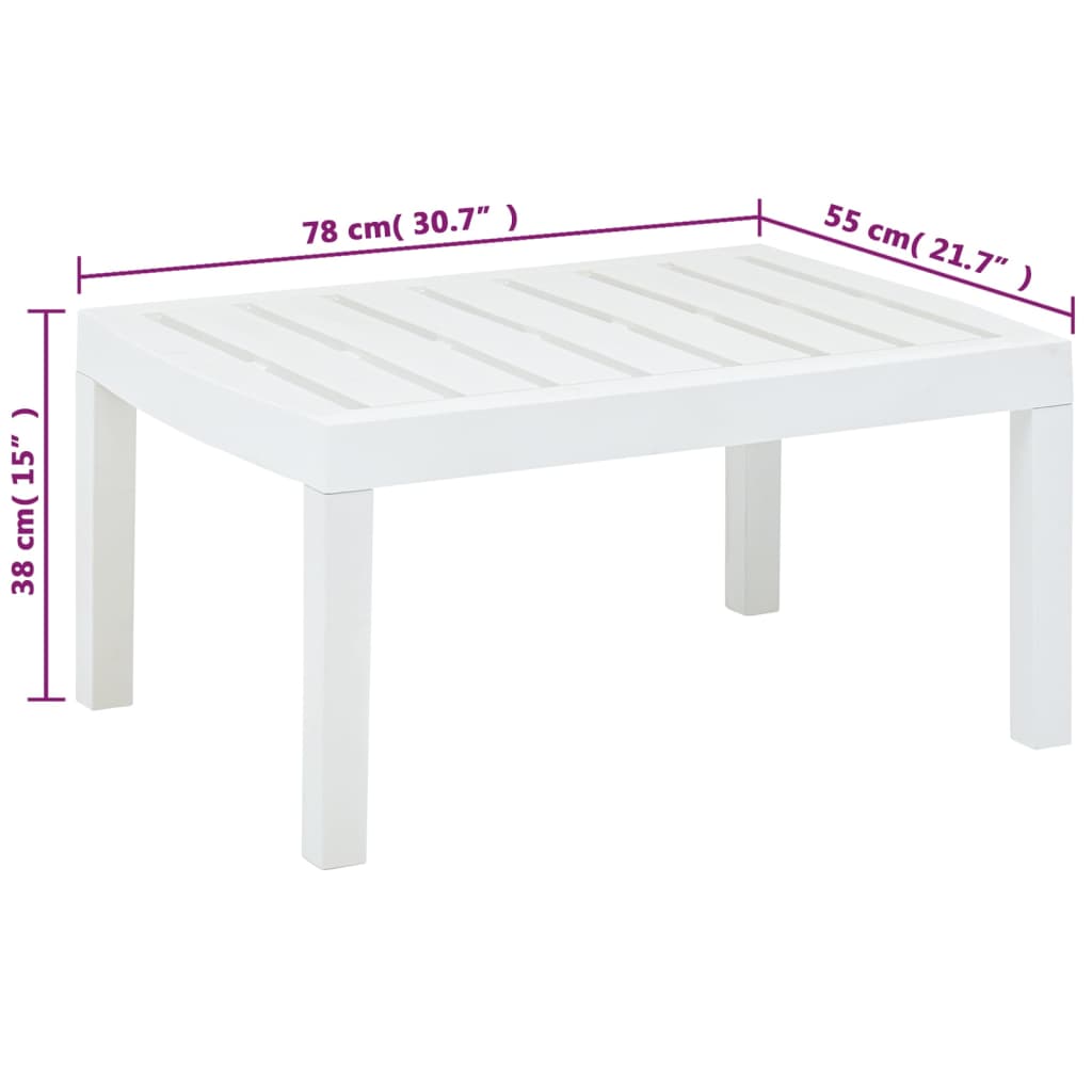 Tuintafel 78x55x38 cm kunststof wit