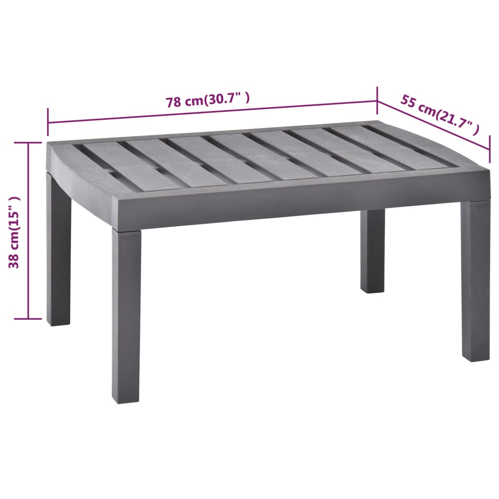 Tuintafel 78x55x38 cm kunststof mokkakleurig