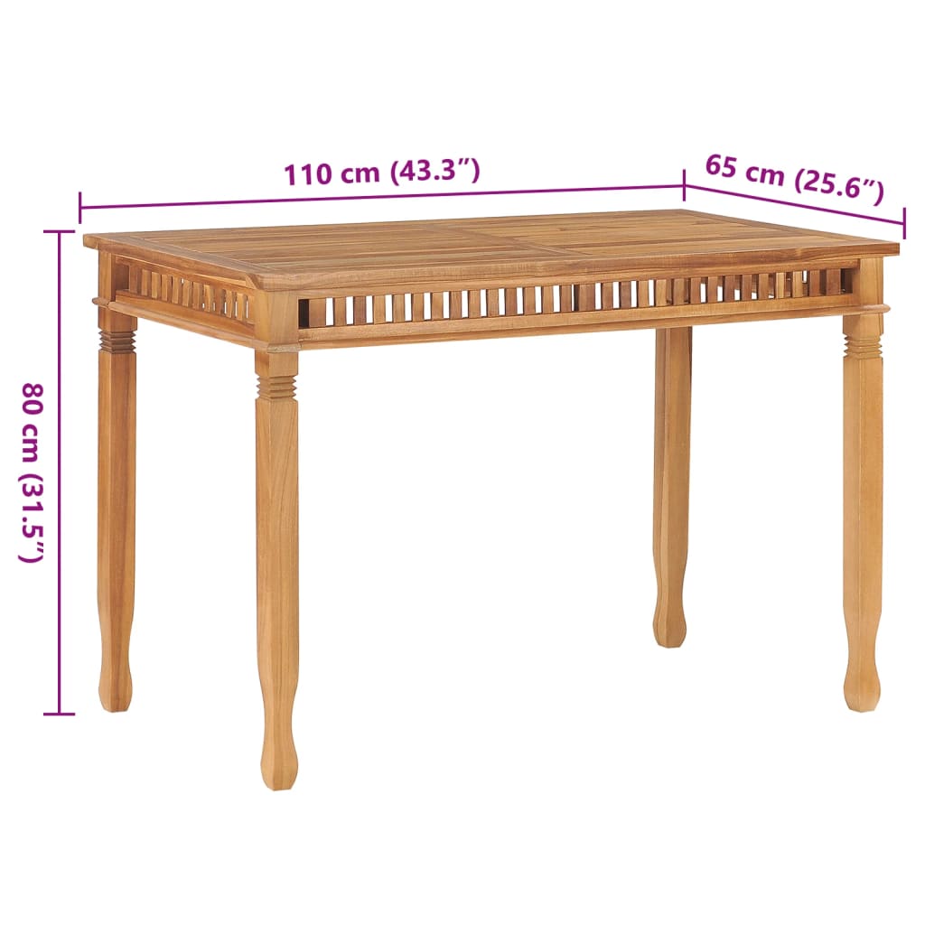 Tuintafel 110x65x80 cm massief teakhout