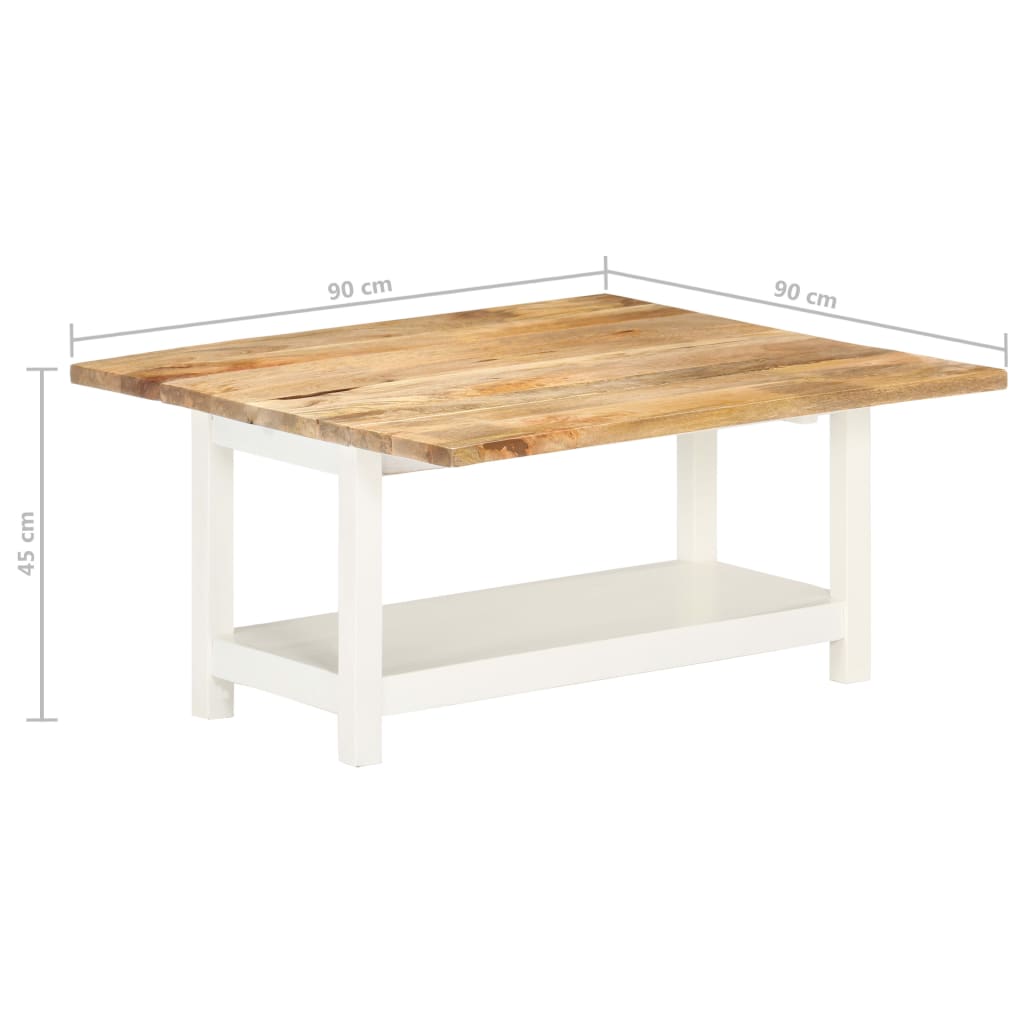 Salontafel verlengbaar 90x(45-90)x45 cm massief mangohout wit