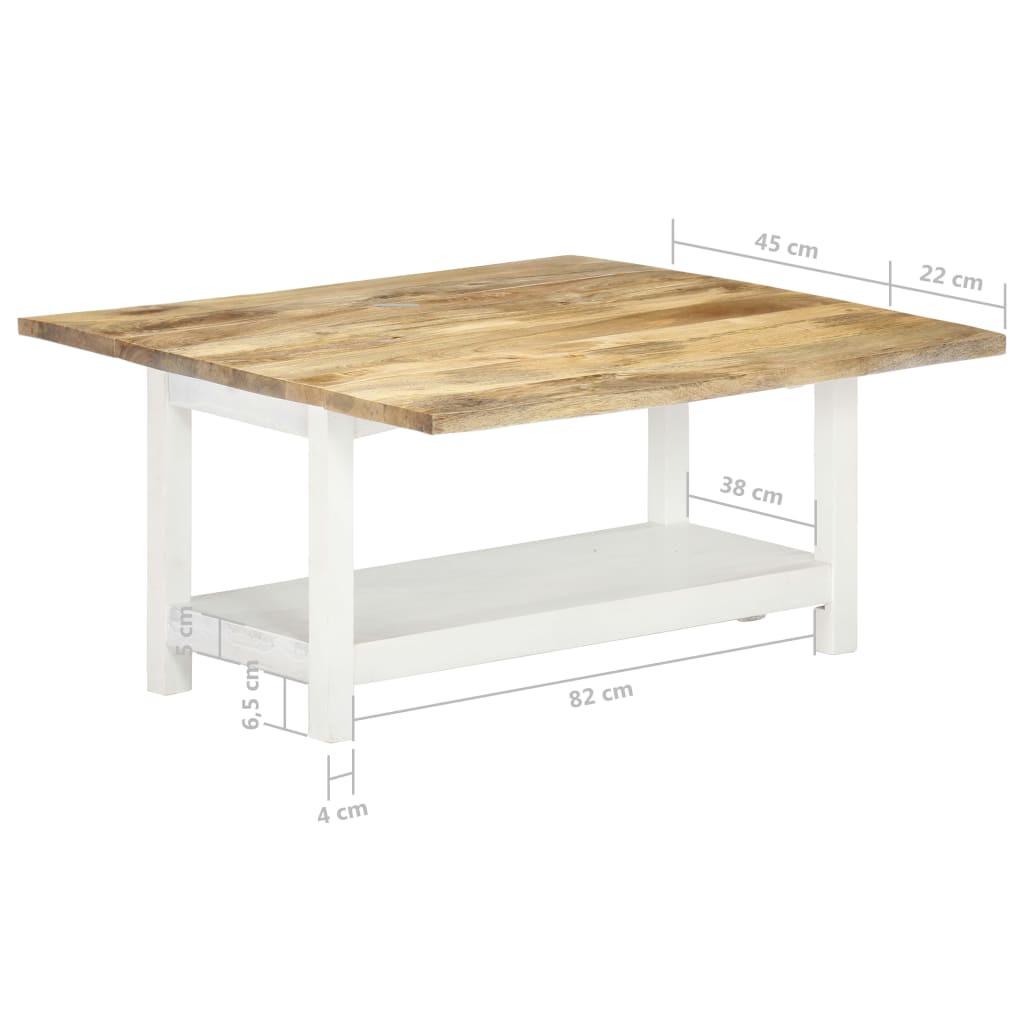 Salontafel verlengbaar 90x(45-90)x45 cm massief mangohout wit