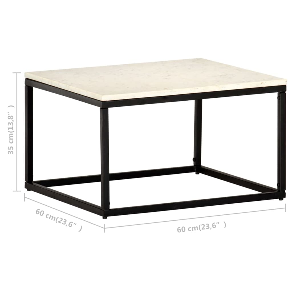 Salontafel 60x60x35 cm echt steen met marmeren textuur wit