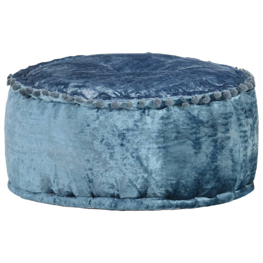 Poef rond 40x20 cm fluweel blauw