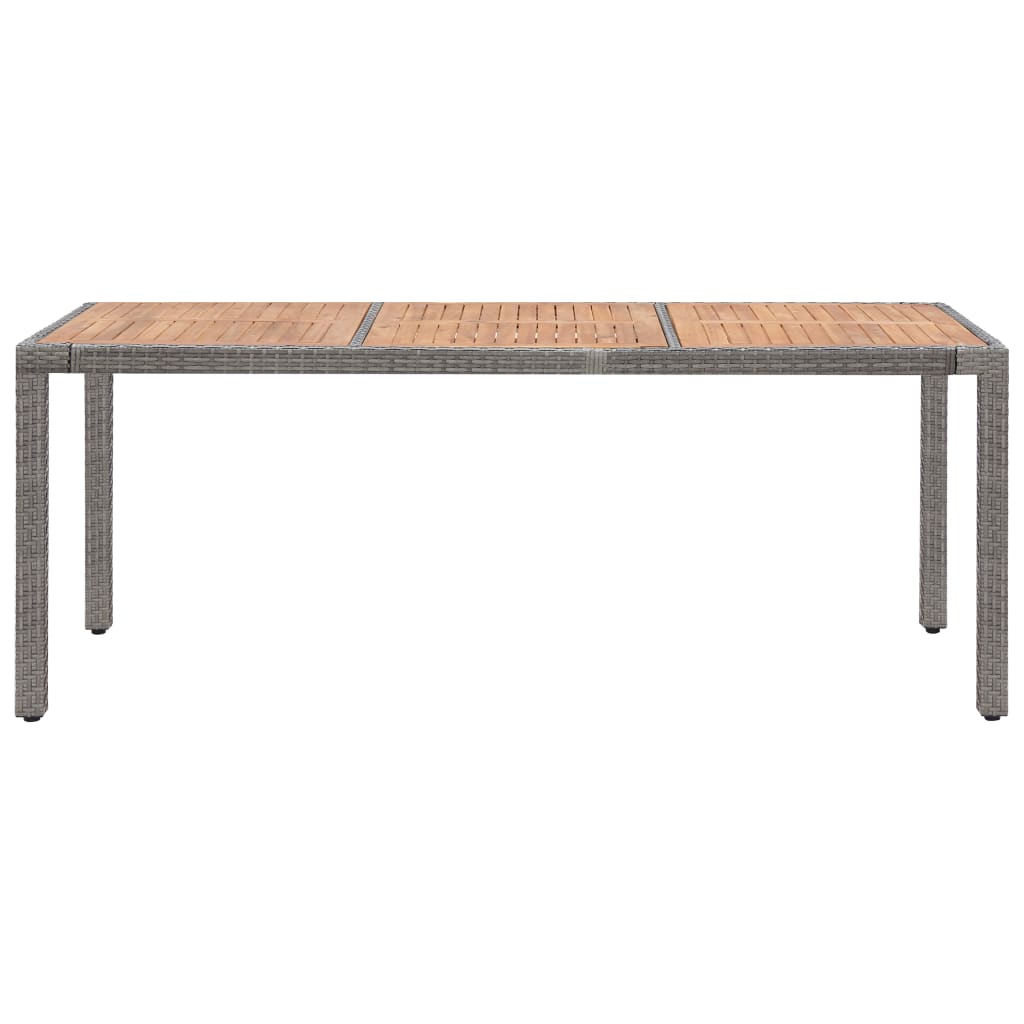 Tuintafel 190x90x75 cm poly rattan en massief acaciahout grijs