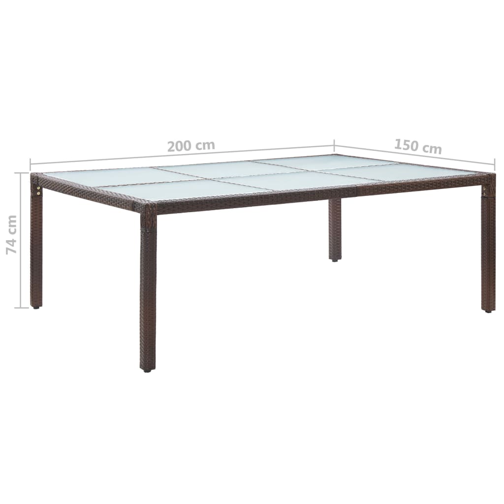 Tuintafel 200x150x74 cm poly rattan bruin