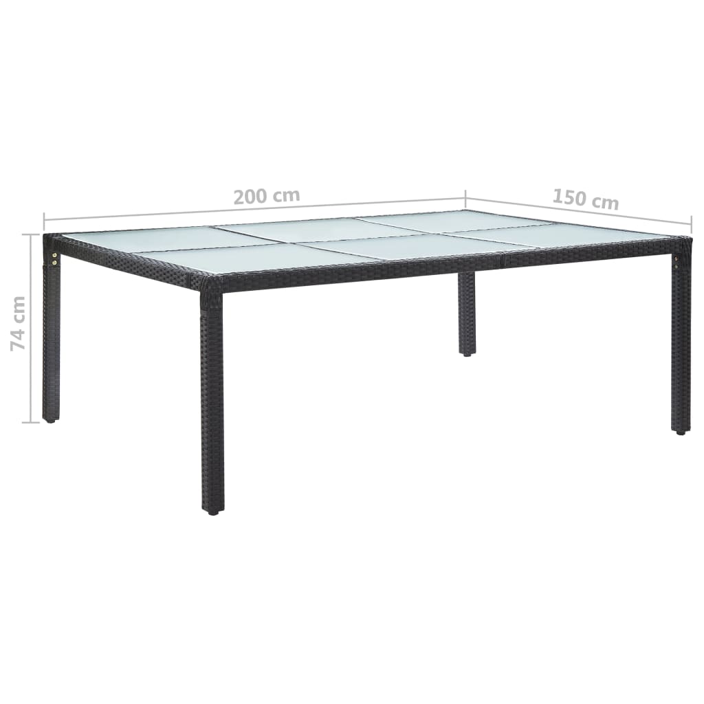 Tuintafel 200x150x74 cm poly rattan zwart