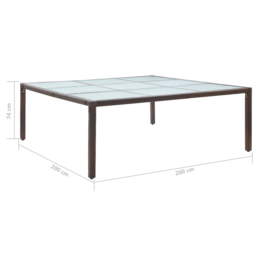 Tuintafel 200x200x74 cm poly rattan bruin