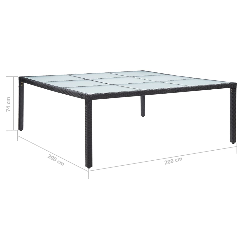 Tuintafel 200x200x74 cm poly rattan zwart