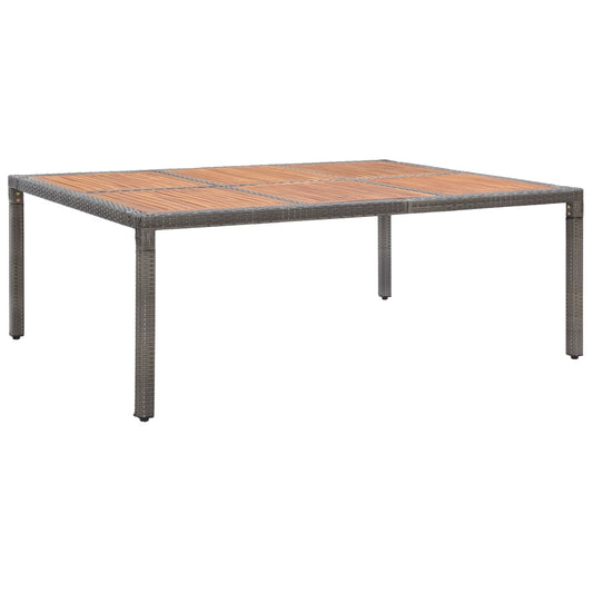 Tuintafel 200x150x74 cm poly rattan en massief acaciahout grijs