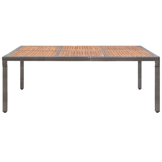 Tuintafel 200x150x74 cm poly rattan en massief acaciahout grijs