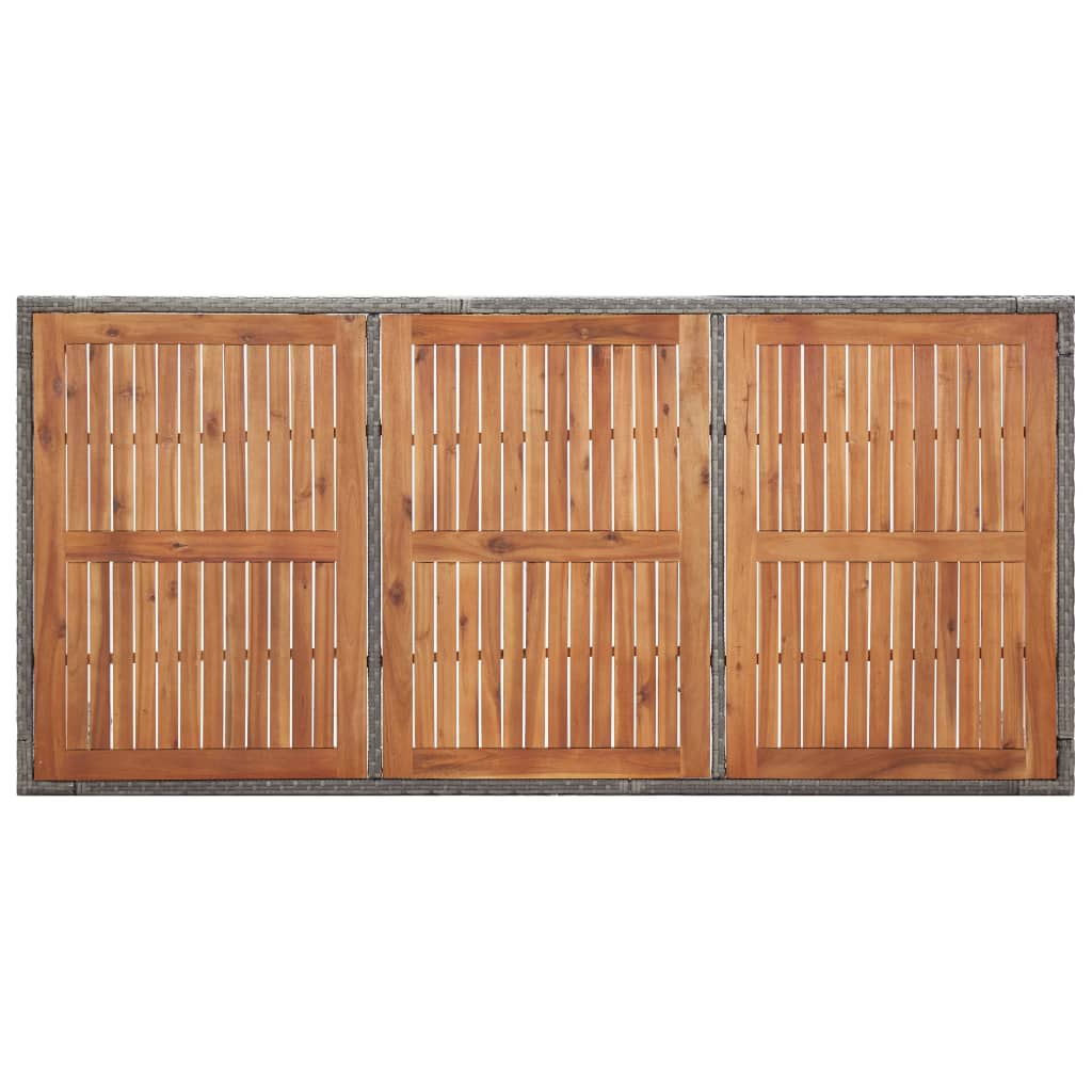 Tuintafel 200x150x74 cm poly rattan en massief acaciahout grijs