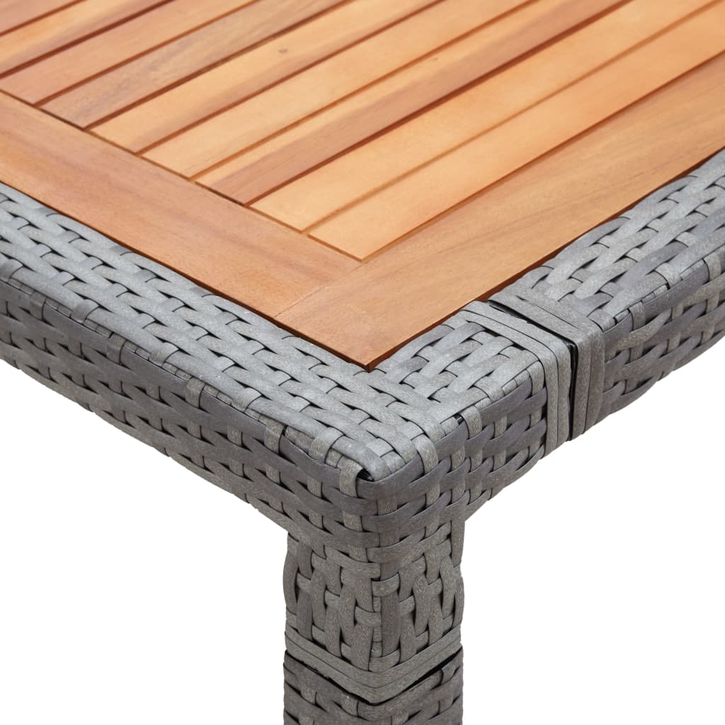 Tuintafel 200x150x74 cm poly rattan en massief acaciahout grijs